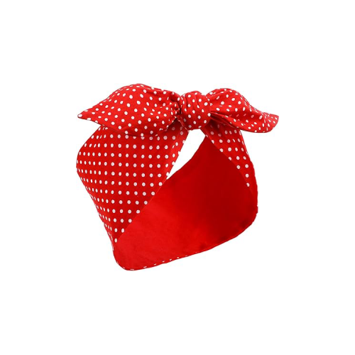 Diadema roja de lunares blancos, estilo vintage.