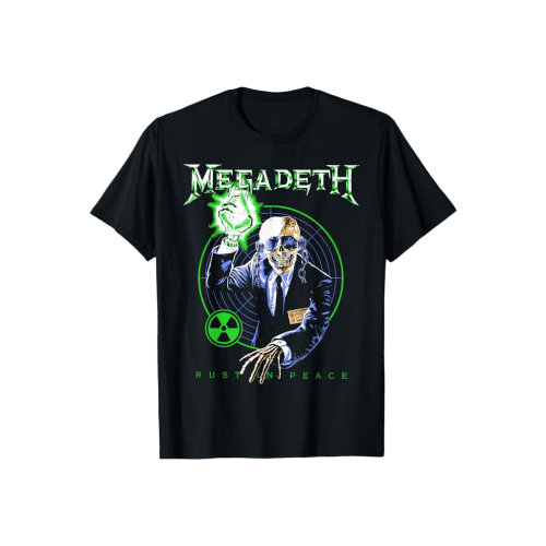 Camiseta negra con diseño banda metal