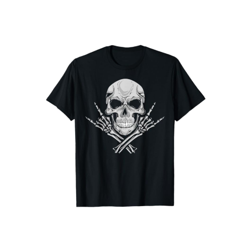 Camiseta negra con calavera y huesos cruzados