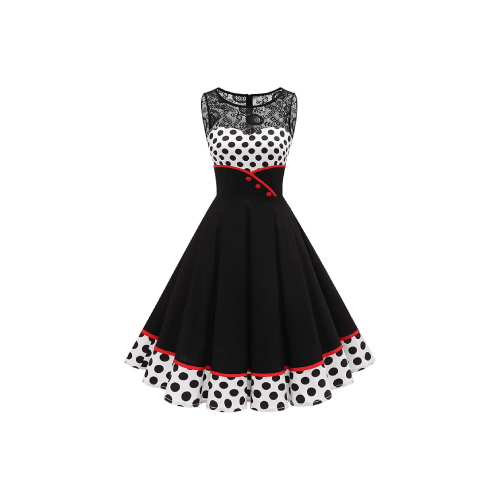 Vestido negro retro lunares blancos