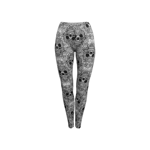 Leggings con diseño de calaveras blancas y negras