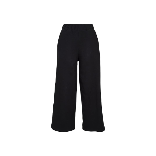 Pantalón negro ancho unisex con cinturilla elástica.