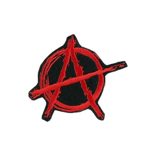 Símbolo anarquista rojo sobre fondo negro