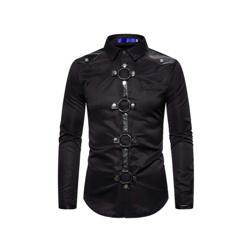 Camisa negra con detalles metálicos