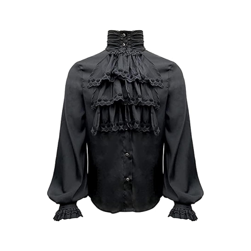 Blusa negra de encaje con cuello alto